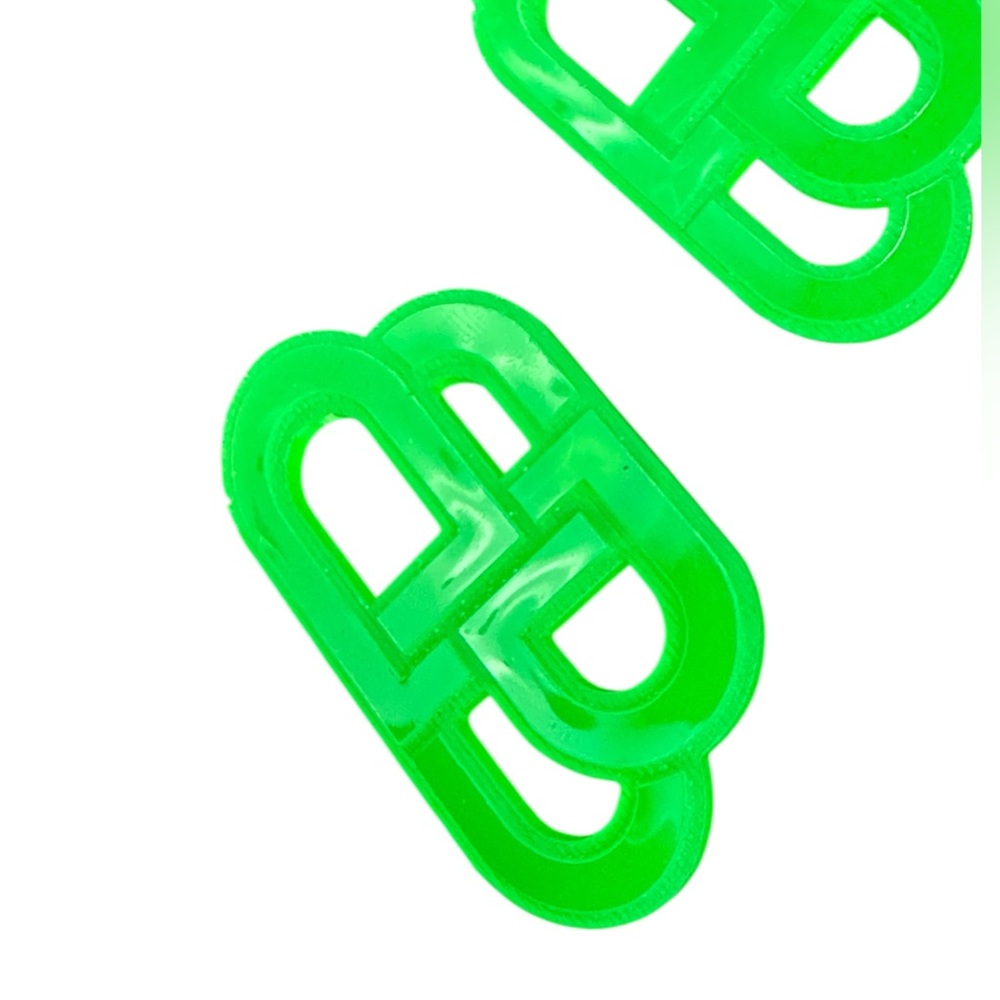 Streetwear Fashion Neon Green BB Earrings - Picture 2 of 12